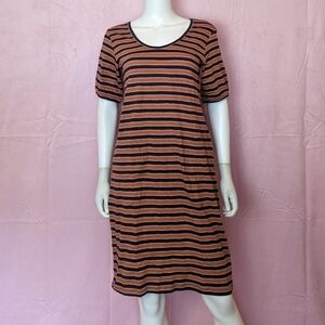 Pact Harvest Stripe Avery Dress in Blue Pink and Orange